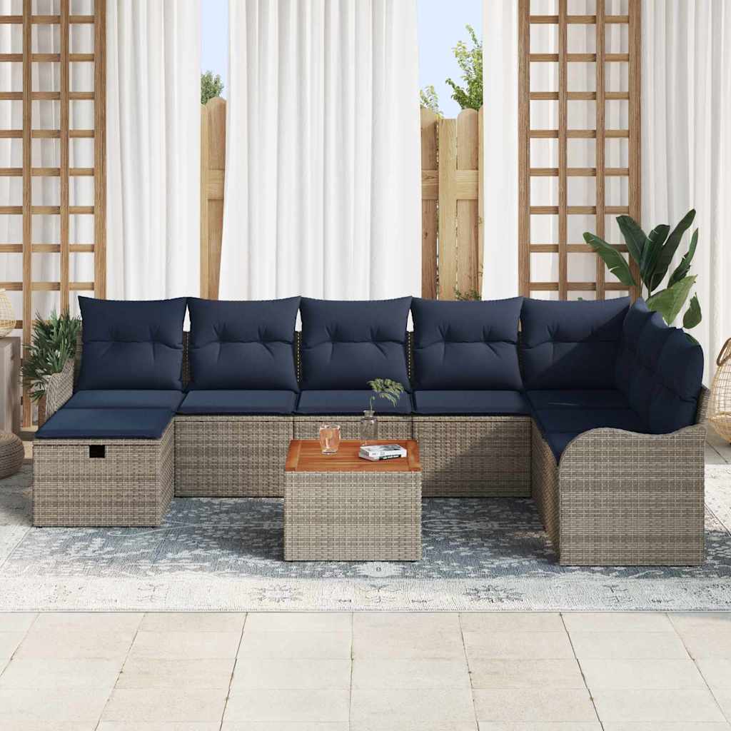 Tuinbankenset 9 st Grijs poly rattan