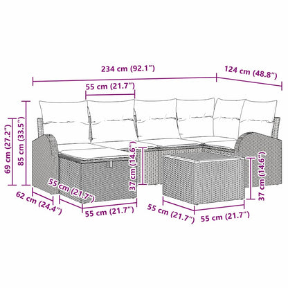 Tuinbankenset met kussen met opslag 7 pcs Zwart poly rattan