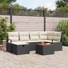 Tuinbankenset met kussen met opslag 7 pcs Zwart poly rattan