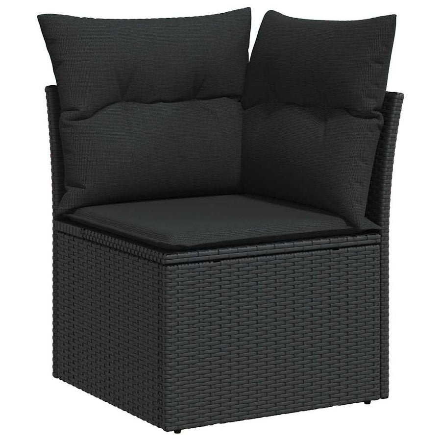 Tuin Sofa Set Met Kussen Met Opslag 7 Pcs Poly Riet Zwart Zwart