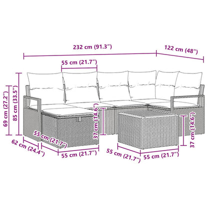 Tuin Sofa Set Met Kussen Met Opslag 7 Pcs Poly Riet Zwart Zwart