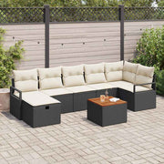 Tuinbankenset poly rattan zwart 8-delig met opbergruimte