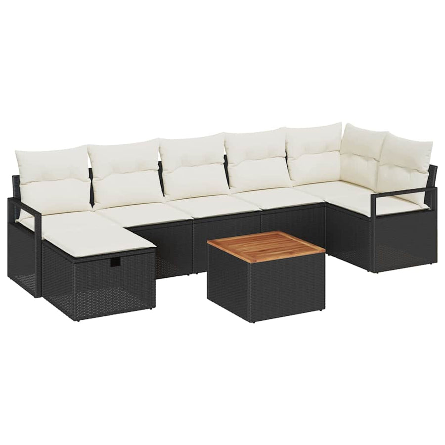 Tuinbankenset met kussen met opslag 8 pcs Zwart poly rattan