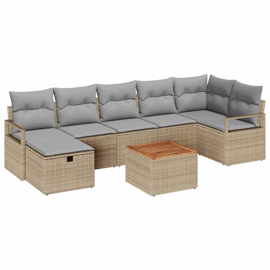 Tuinbankenset met kussen met opslag 8 pcs Beige poly rattan