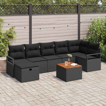 Tuin Sofa Set Met Kussen Met Opslag 8 Pcs Poly Riet Zwart Zwart