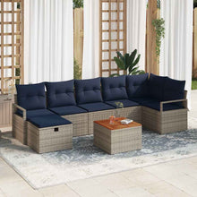 Tuinbankenset met kussen met opslag 8 pcs Grijs poly rattan