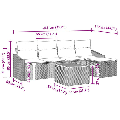 Tuinbankenset met kussen met opslag 6 pcs Zwart poly rattan