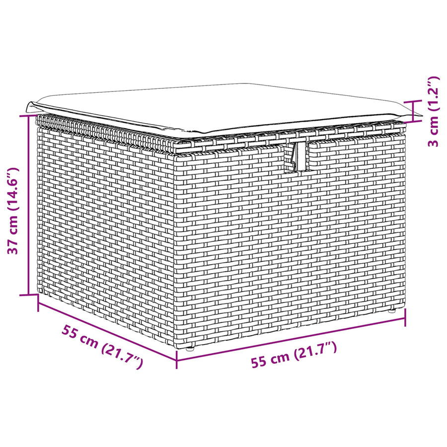 Tuinbankenset met kussen met opslag 6 pcs Zwart poly rattan
