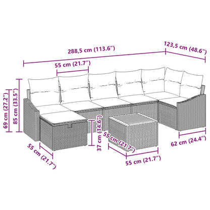 Tuinbankenset met kussen met opslag 8 pcs Zwart poly rattan