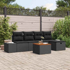 Tuinbankenset poly rattan zwart 5 personen
