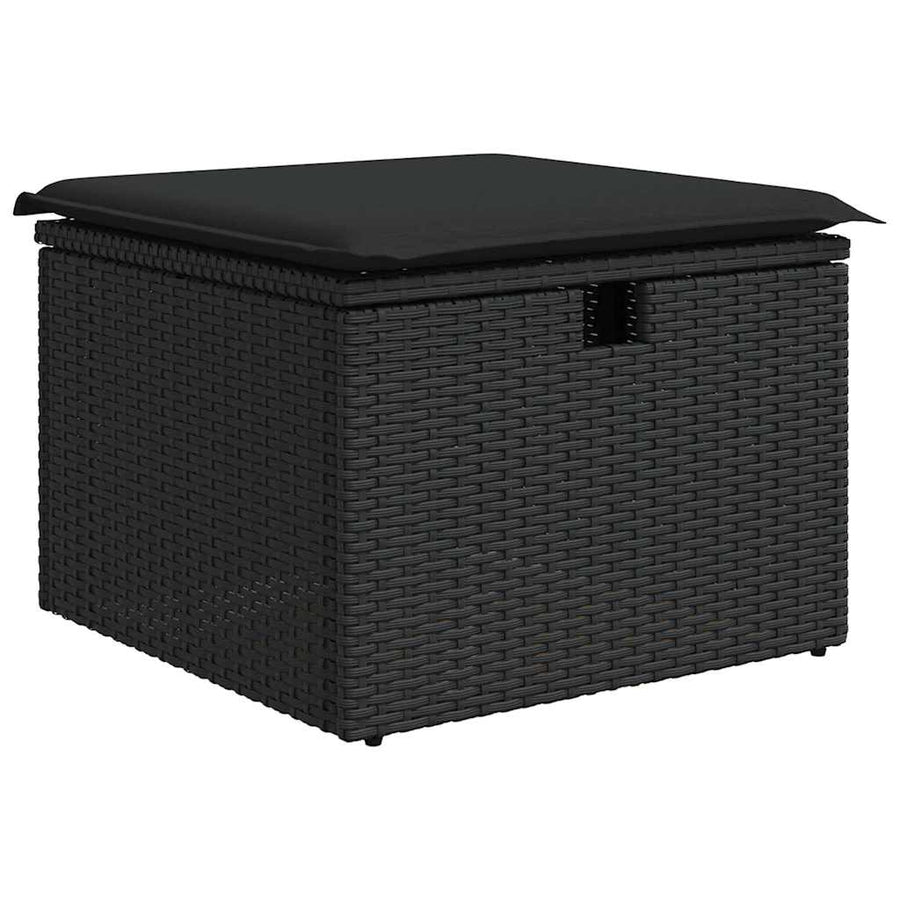 Tuinbankenset met kussen met opslag 6 pcs Zwart poly rattan