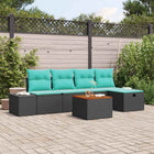 Tuinbankenset poly rattan zwart 6-delig