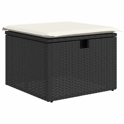 Tuinbankenset met kussen met opslag 7 pcs Zwart poly rattan