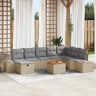 Modulaire tuinbankenset 9-delig poly rattan beige