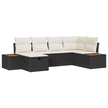Tuinbankenset met kussen 6 pcs Zwart poly rattan