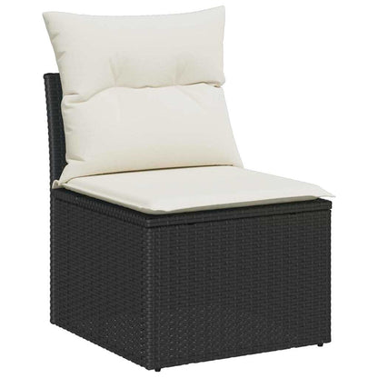 Tuinbankenset met kussen 6 pcs Zwart poly rattan