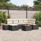 Tuinmeubelset poly rattan 7-delig zwart acaciahout