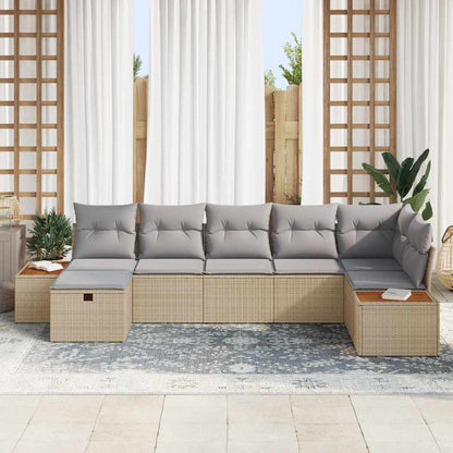 Tuinbankenset met kussen 8 pcs Beige poly rattan