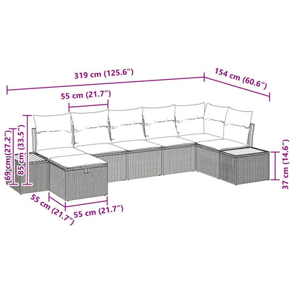 Tuinbankenset met kussen 8 pcs Beige poly rattan