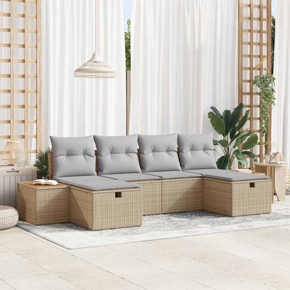 Tuin Sofa Set met kussen 6 pcs Beige Poly riet