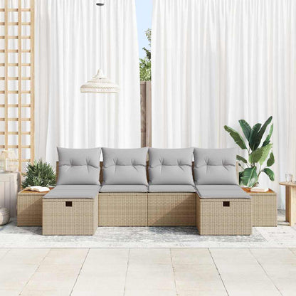 Tuin Sofa Set met kussen 6 pcs Beige Poly riet