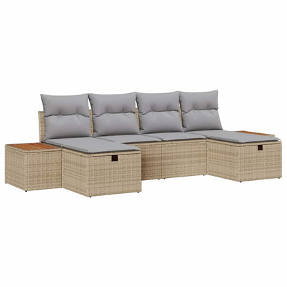 Tuin Sofa Set met kussen 6 pcs Beige Poly riet