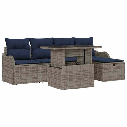 Tuin Sofa Set 6 st Grijs poly rattan