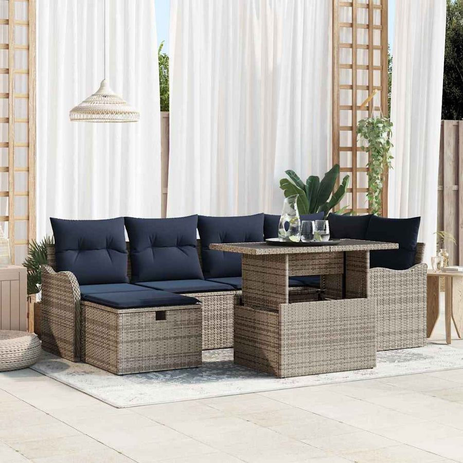 Tuin Sofa Set 7 st Grijs poly rattan