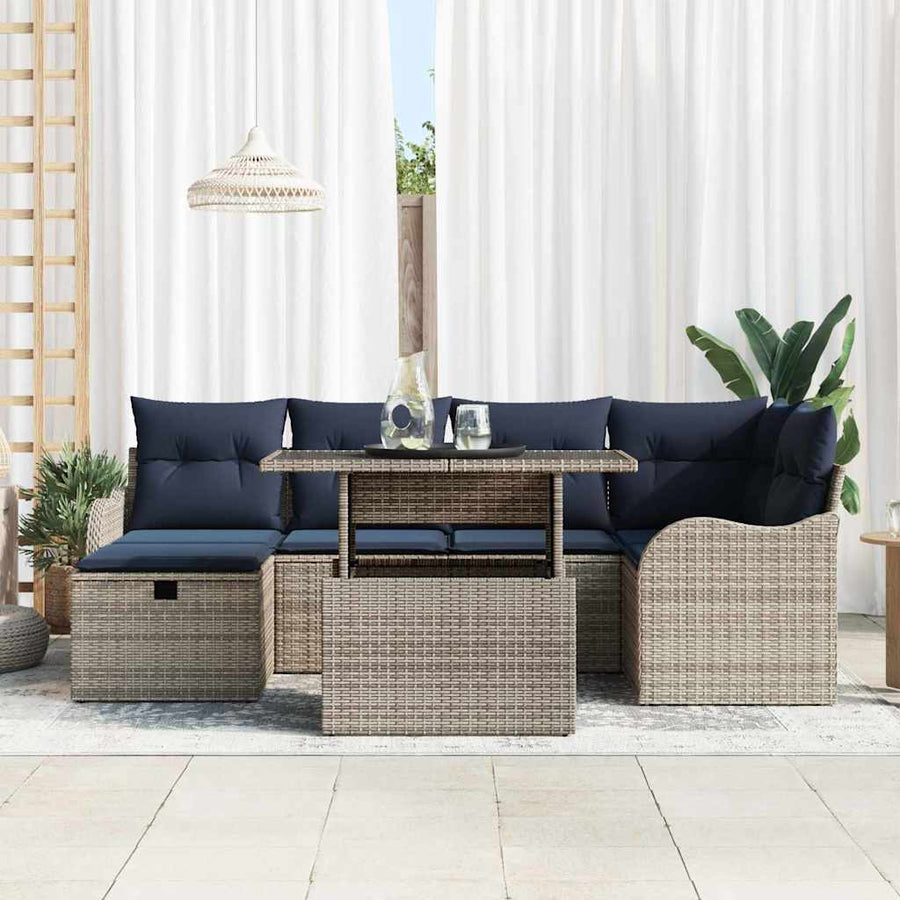 Tuin Sofa Set 7 st Grijs poly rattan