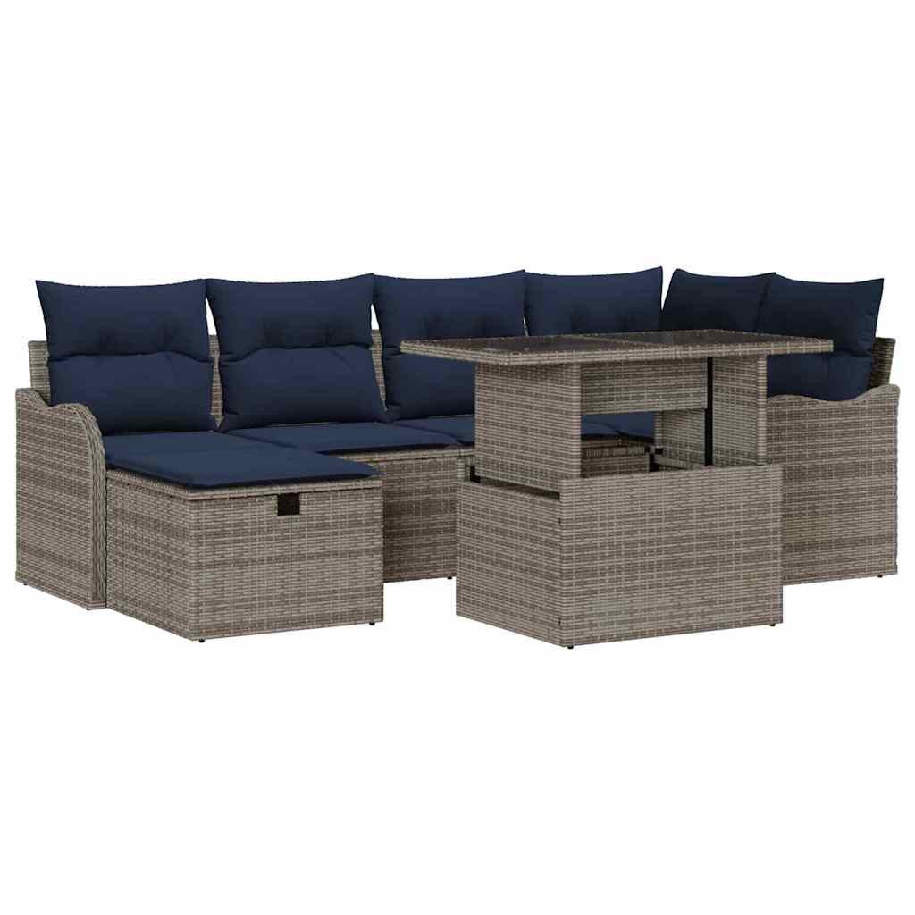 Tuin Sofa Set 7 st Grijs poly rattan