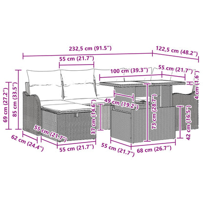 Tuin Sofa Set 7 st Grijs poly rattan