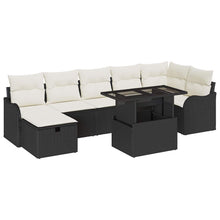 Tuin Sofa Set met kussen met opslag 8 pcs Zwart Poly riet