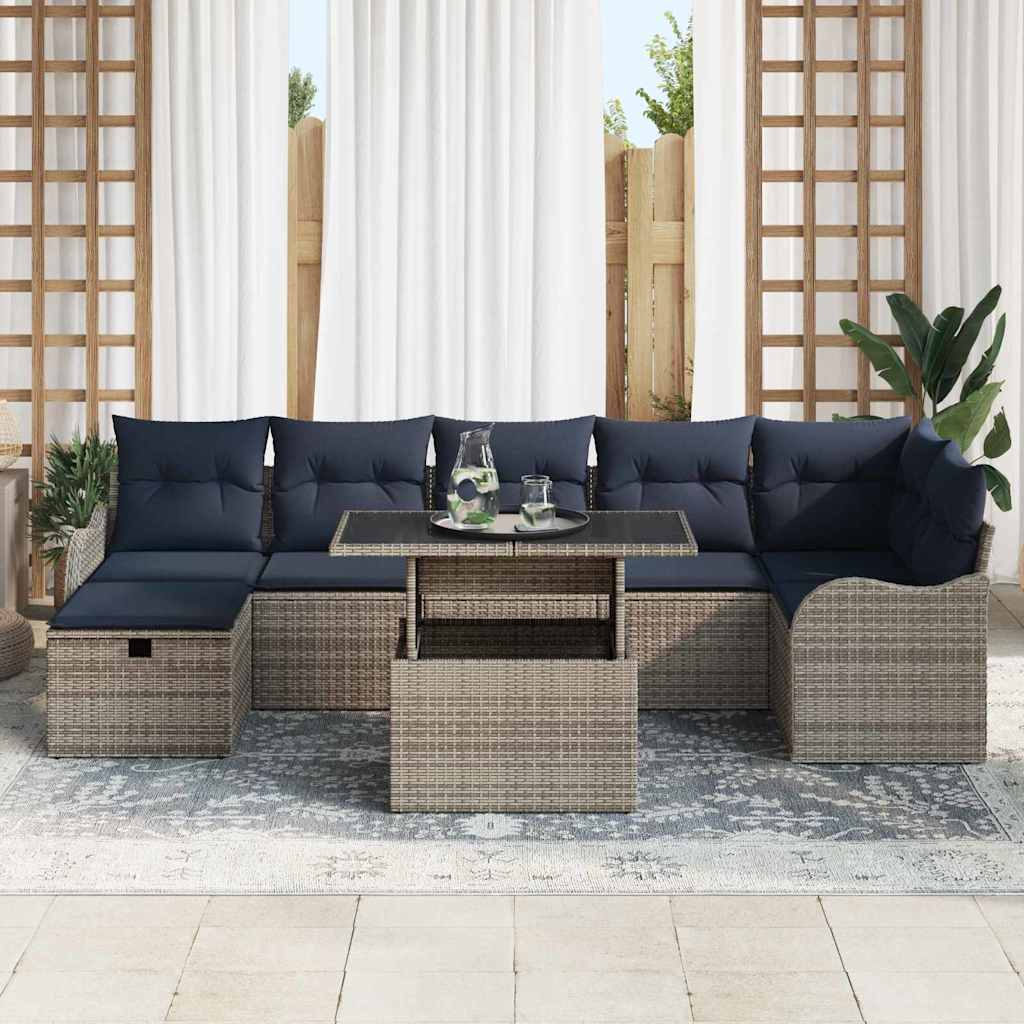 Tuin Sofa Set 8 st Grijs poly rattan