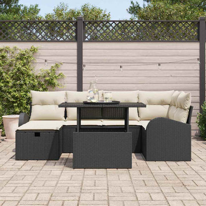 Tuin Sofa Set met kussen met opslag 7 pcs Zwart Poly riet