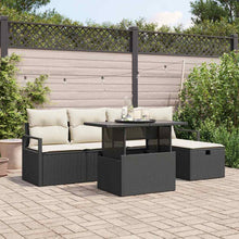 Tuin Sofa Set met kussen met opslag 6 pcs Zwart Poly riet