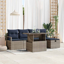 Tuin Sofa Set met kussen met opslag 6 pcs Grijs Poly riet