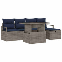 Tuin Sofa Set met kussen met opslag 6 pcs Grijs Poly riet