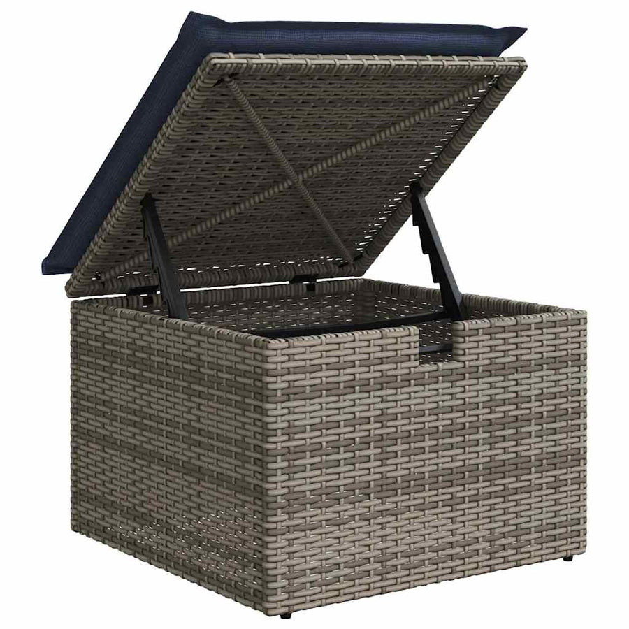 Tuin Sofa Set met kussen met opslag 6 pcs Grijs Poly riet