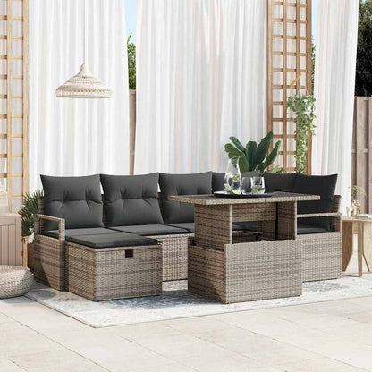 Tuin Sofa Set Met Kussen Met Opslag 7 Pcs Poly Riet Grijs Donkergrijs