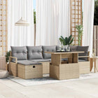 Tuin loungeset 7-delig poly riet beige