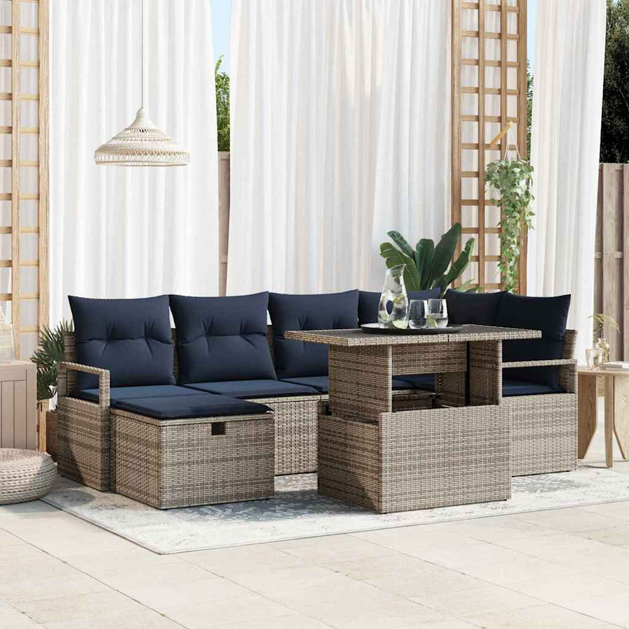 Tuin Sofa Set met kussen met opslag 7 pcs poly rattan