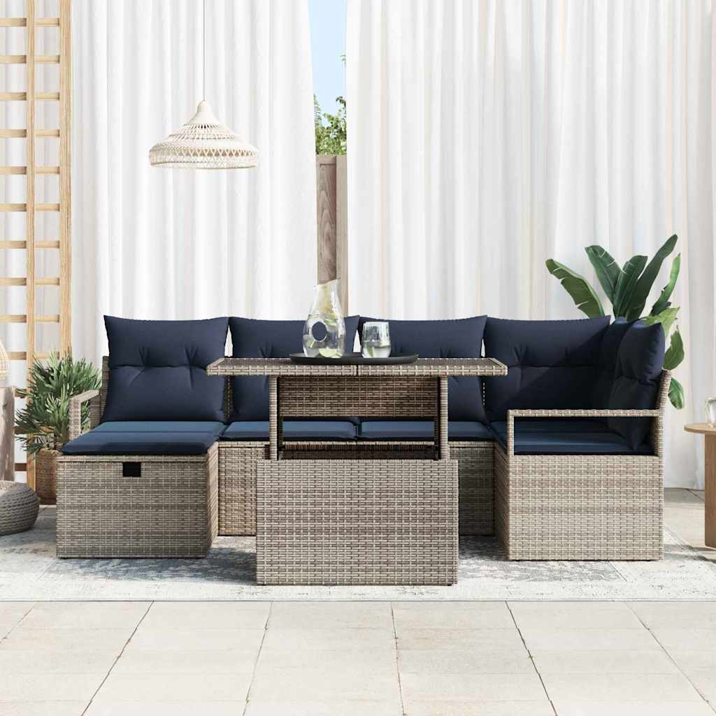 Tuin Sofa Set met kussen met opslag 7 pcs poly rattan