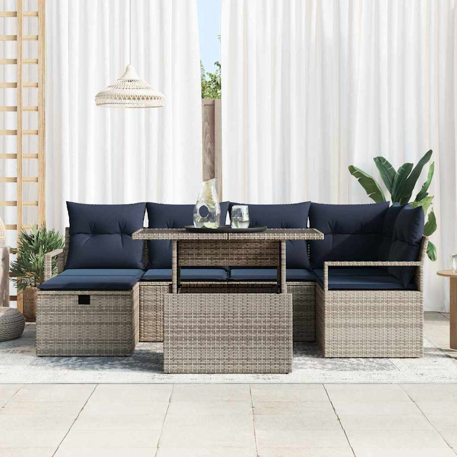 Tuin Sofa Set met kussen met opslag 7 pcs poly rattan