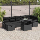 Garden Sofa Set with Cushion and Storage 8 pcs Black Poly Rattan
