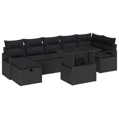 Tuin Sofa Set Met Kussen Met Opslag 8 Pcs Poly Riet Zwart Zwart