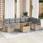 Tuin loungeset 9-delig poly riet beige