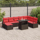Tuinset poly rattan 9-delig zwart met opbergruimte