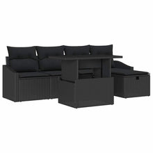 Tuin Sofa Set met kussen met opslag 6 pcs Zwart Poly riet