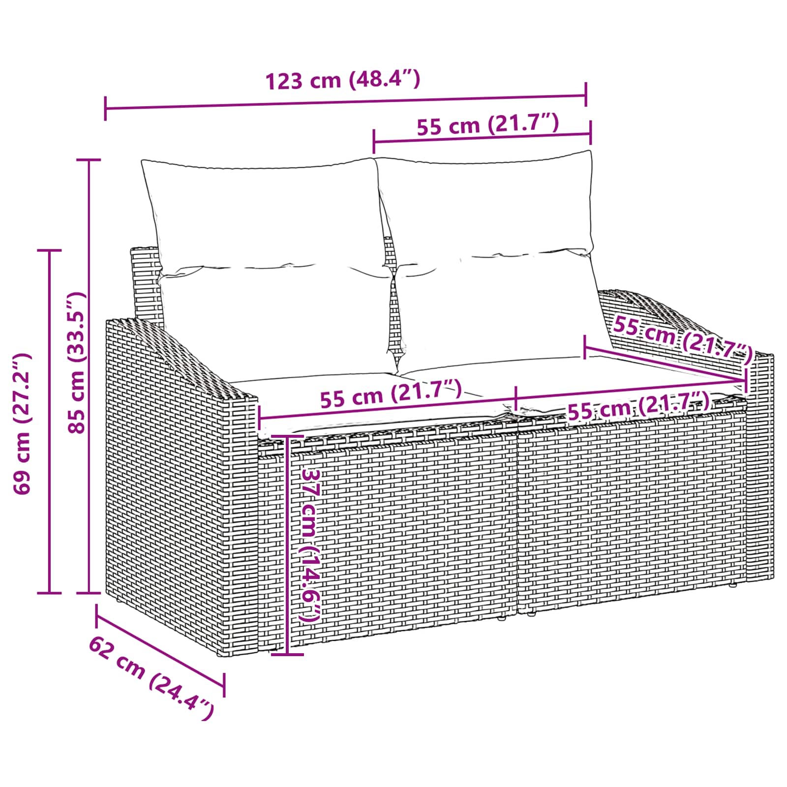 Tuin Sofa Set 7 st poly rattan