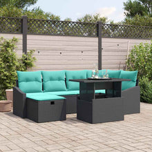 Tuin Sofa Set met kussen met opslag 7 pcs Zwart Poly riet